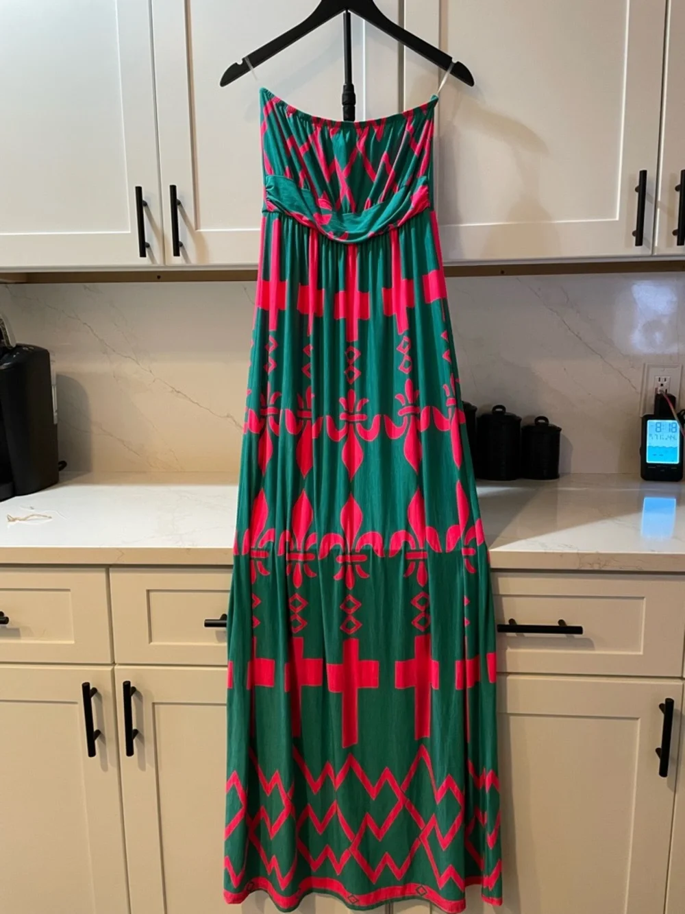 Cezanne Neon Green and Pink Strapless Patterned Maxi Dress (0022) - Picture 1 of 3